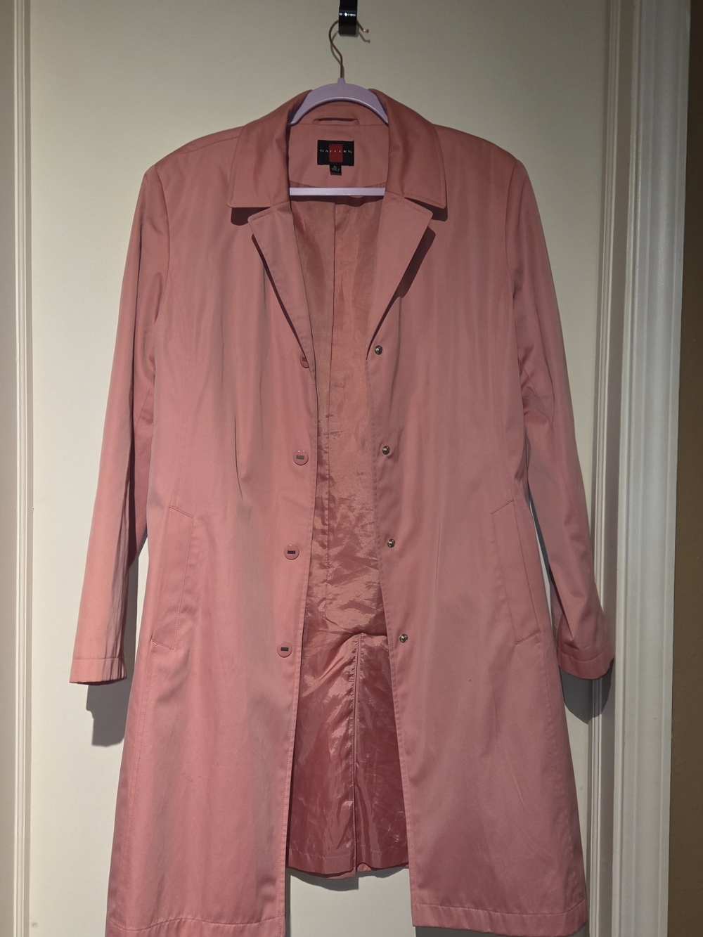 Women's Pink Single-Breasted Trench Coat